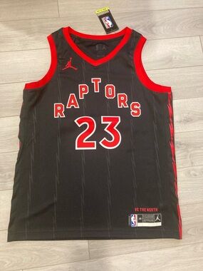 Jordan Black and Red Toronto Raptors NBA V-neck Jersey